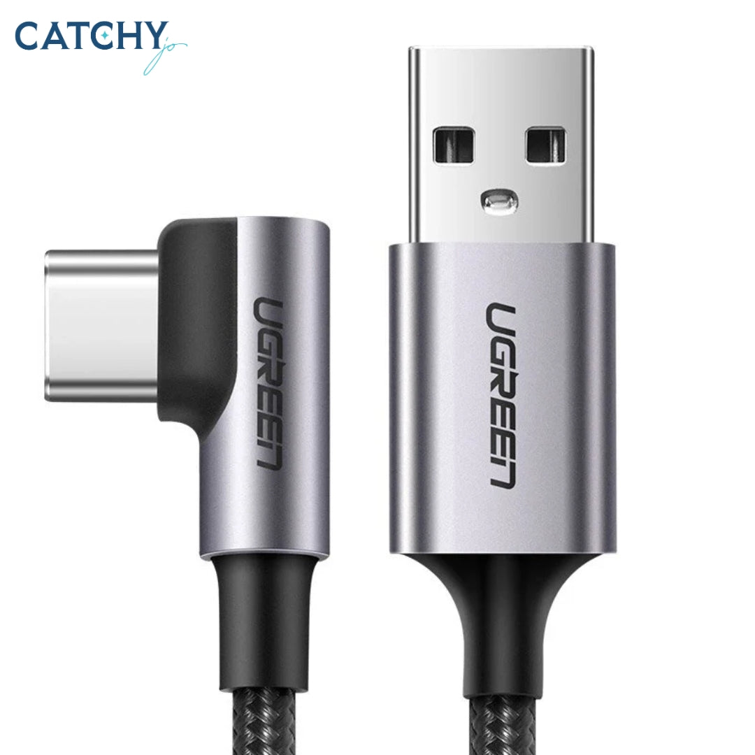 UGREEN كابل بيانات USB-C ذكر بزاوية إلى USB-A ذكر 3A (زاوية 90°)