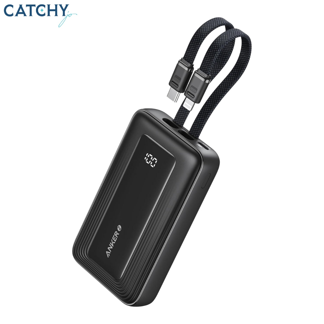 Anker Zolo شاحن محمول بكابلات Lightning وUSB-C مدمجة (10000mAh)