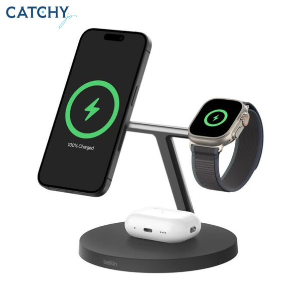 BELKIN BoostCharge Pro 3-in-1 Wireless Charging Stand With Qi2 (15W)