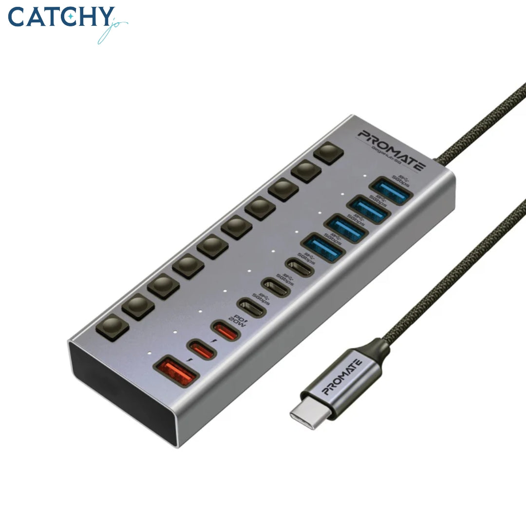 PROMATE GegaHub-5G 10-in-1 High Speed Multi-Port 5Gbps Data & Charging Hub