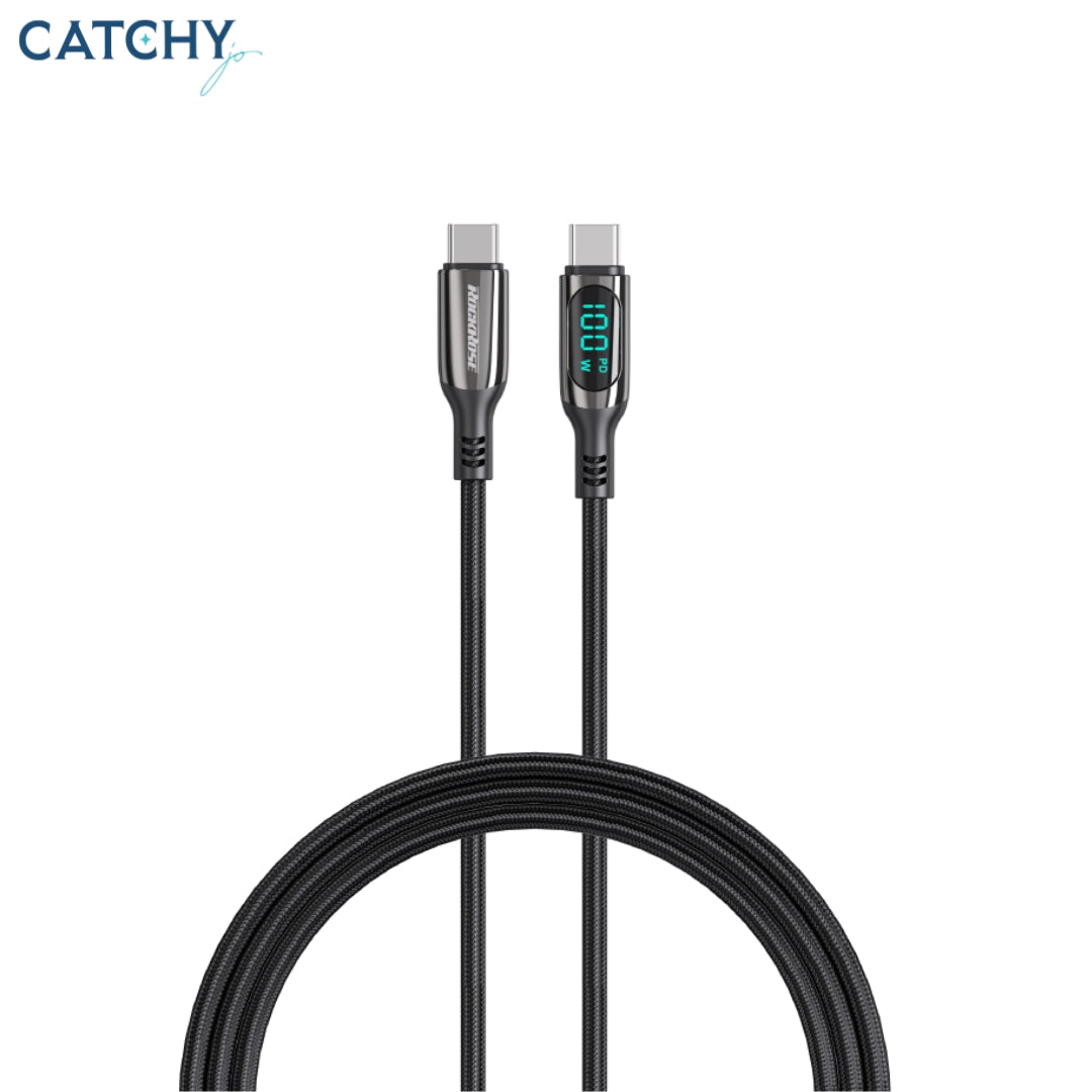 ROCKROSE Hercules Type-C Fast Charging Cable With Digital Power Display (100W)