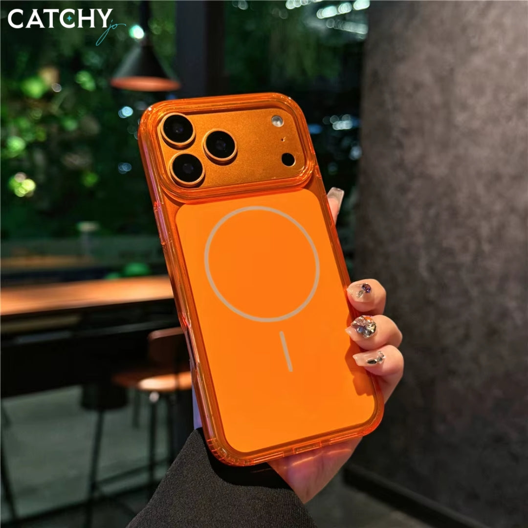 Luxury Pure Magnetic Charging iPhone Case | iPhone 17 Pro | iPhone 17 Pro Max | Orange | White | Blue
