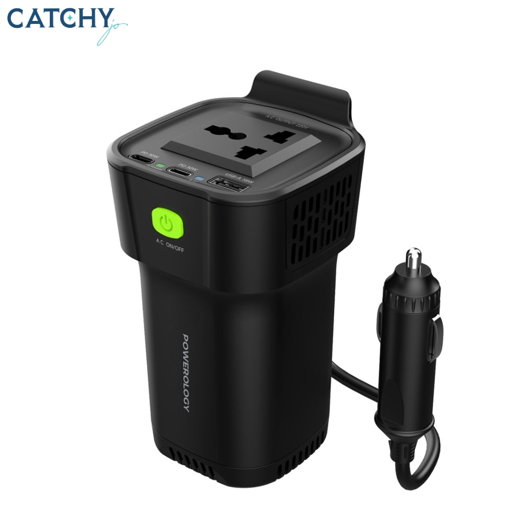 Powerology Inverter Universal USB-A 2 Type-C  Car Charger (150W)