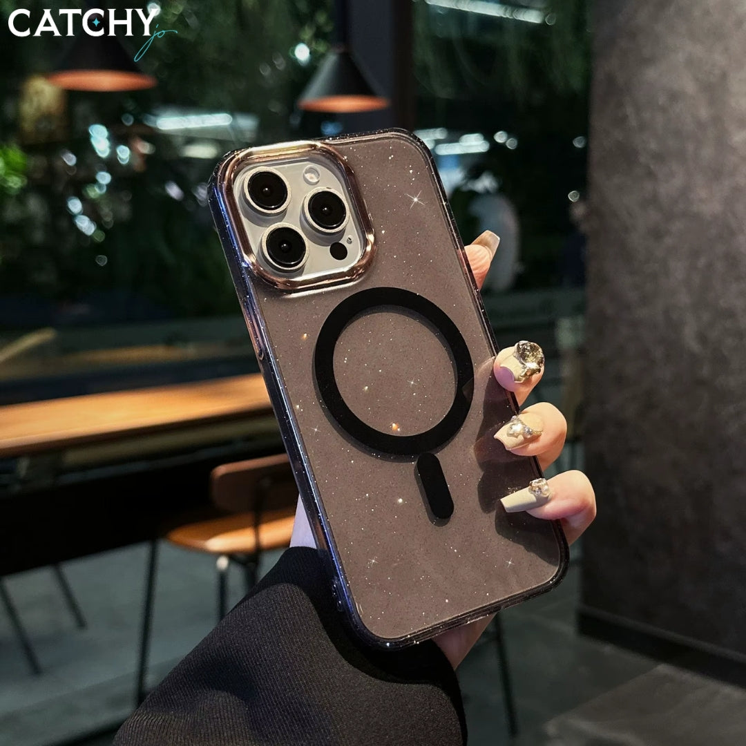 غطاء مغناطيسي لجهاز iPhone بتصميم نجوم لامع ذهبي