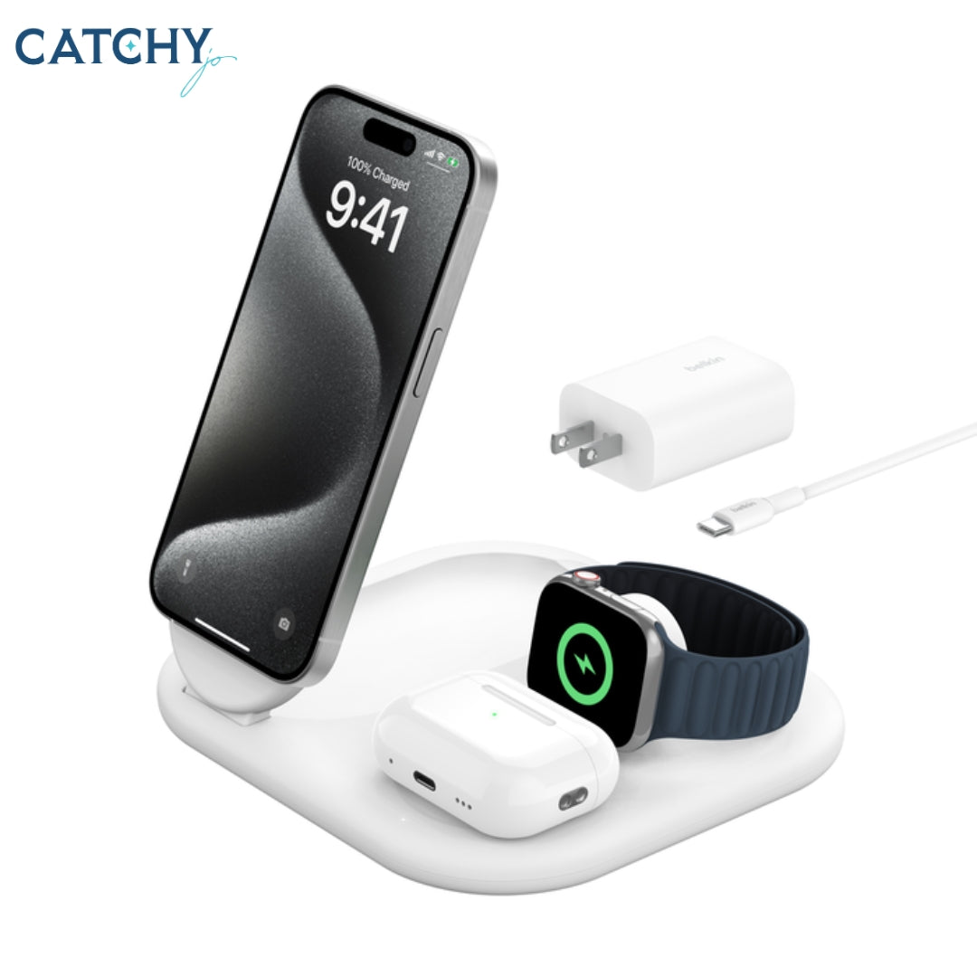 BELKIN 3-in-1 Magnetic Foldable Wireless Charger With Qi2 (15W)