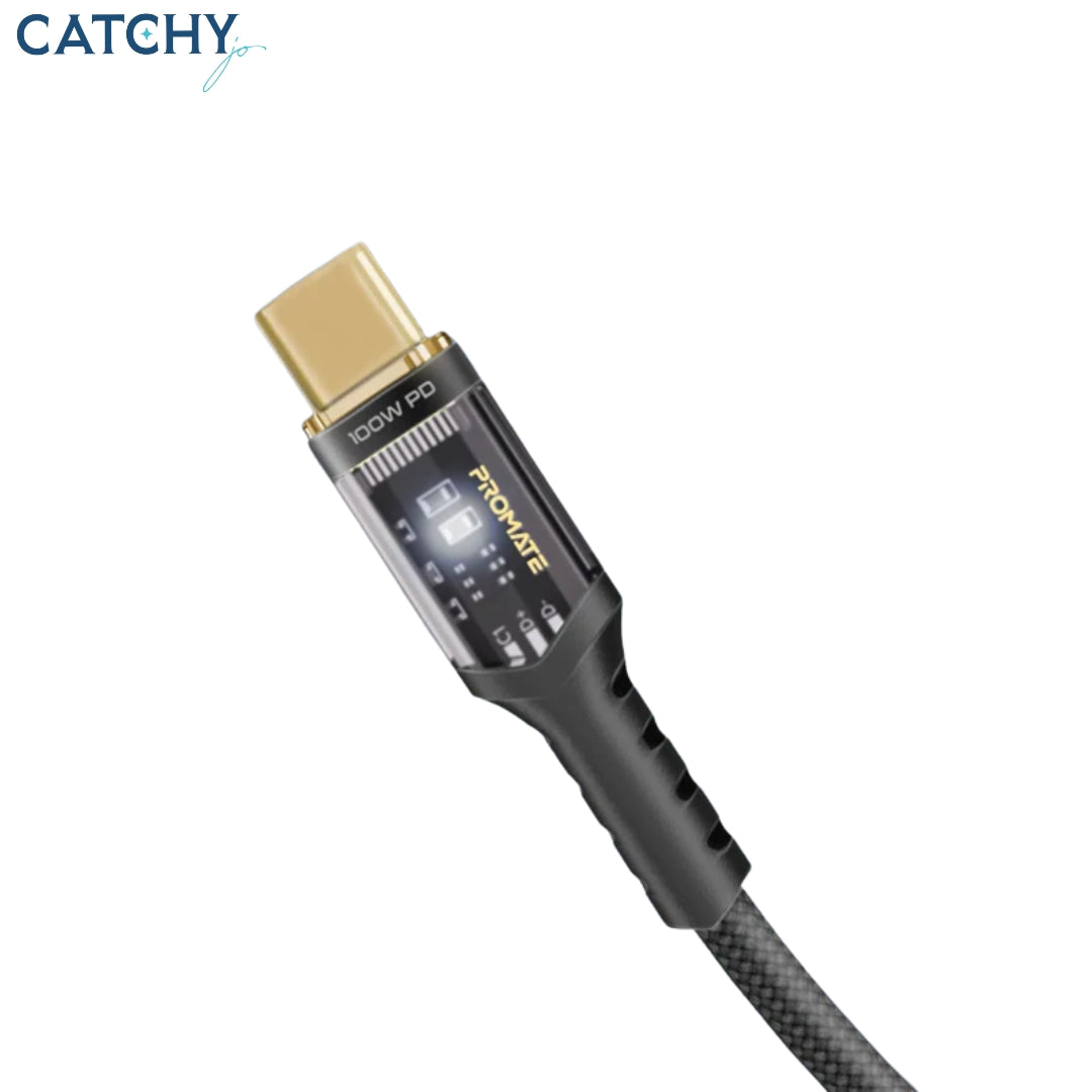 PROMATE LucidLine-CC200 2M USB-C Cable With LED Light (100W)