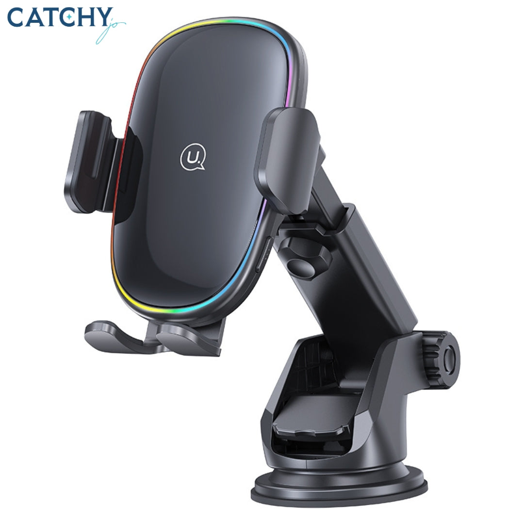 USAMS CD187 Wireless Charging Car Holder With Colorful Light (15W)
