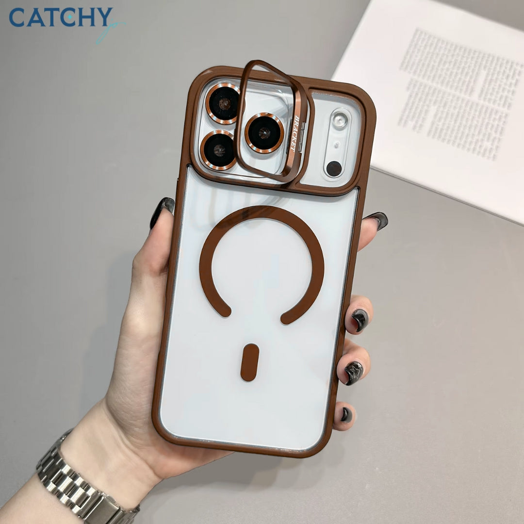 iPhone Metal Lens Bracket Magnetic Clear Case