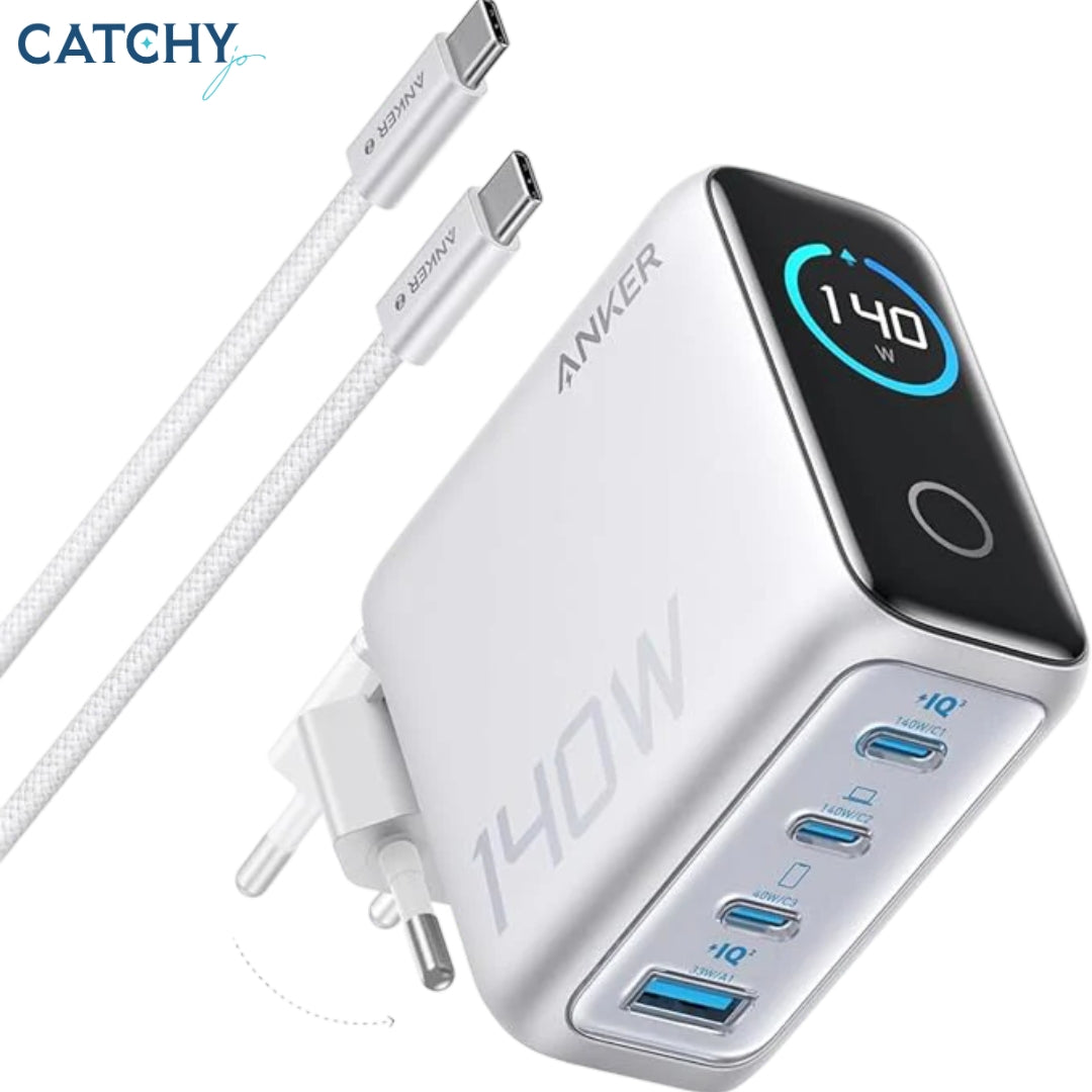 شاحن لابتوب Anker بأربعة منافذ مع كابل USB-C (140W)