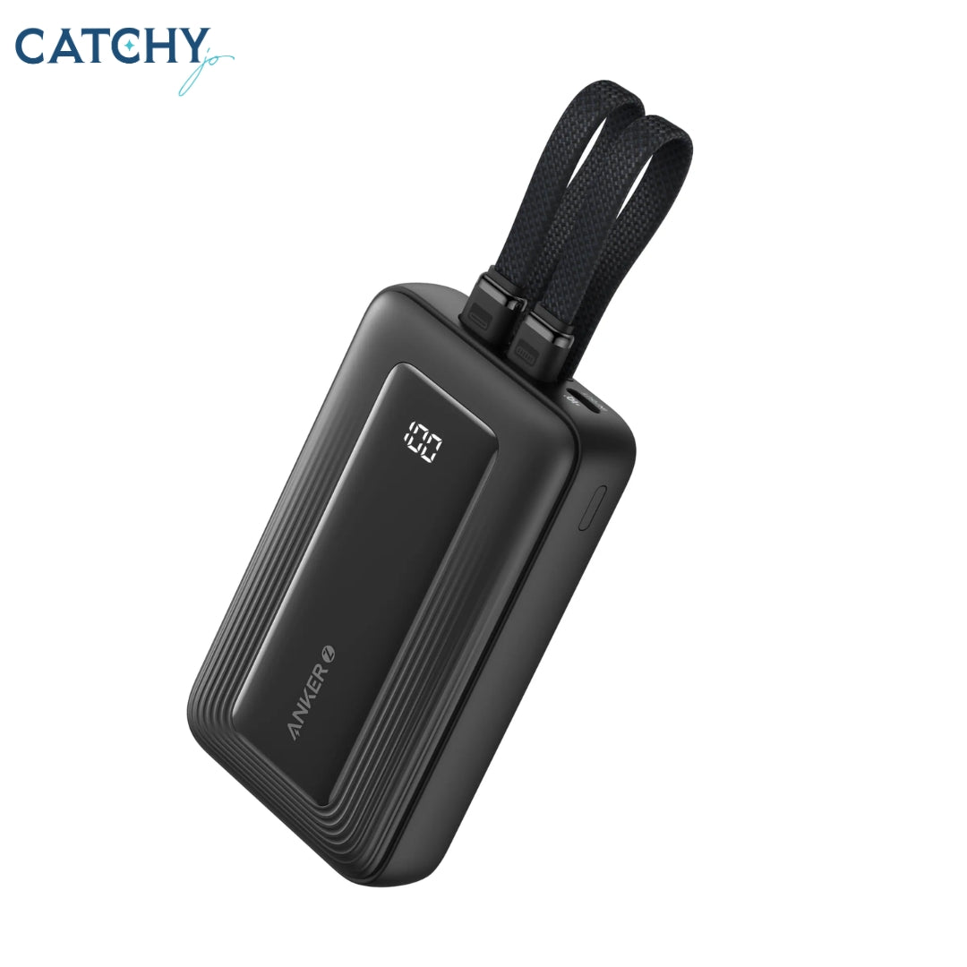 Anker Zolo بنك طاقة مزود بكابلات USB-C وLightning مدمجة (10000mAh)