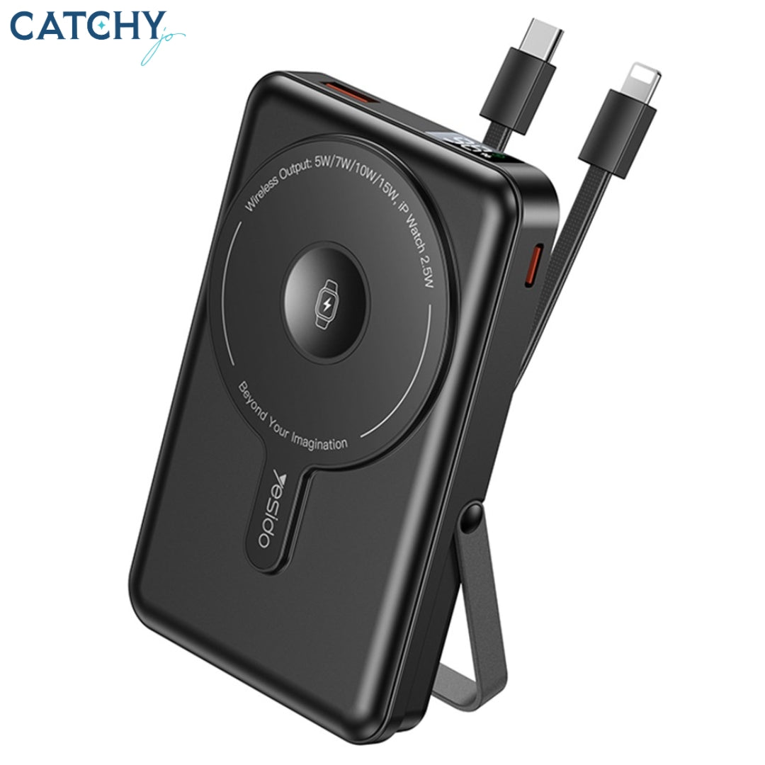YESIDO YP72 Portable Power Bank With Kickstand & 2 Cables