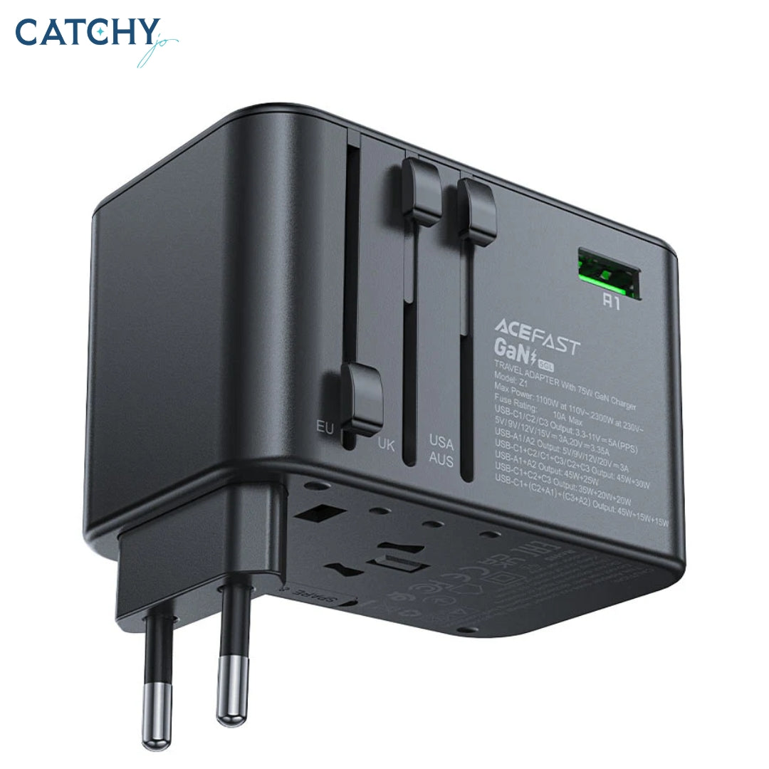 ACEFAST Z1 PD75W GaN Travel Adapter Universal (2300W)