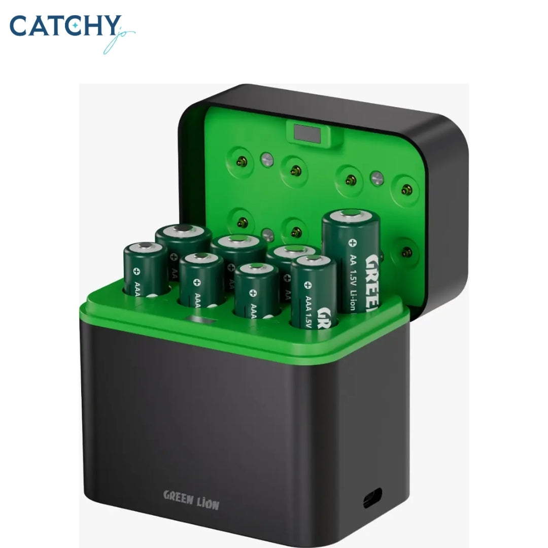 Green Lion RECHARGEABLE 4*AA + 4*AAA Battery Dock USB-C