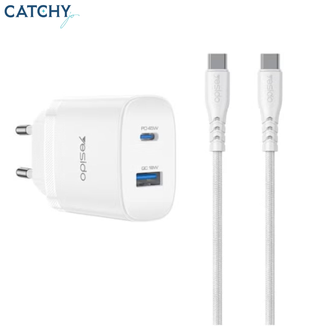 YESIDO YC110 USB-C + USB-A Power Adapter With Type-C Cable
