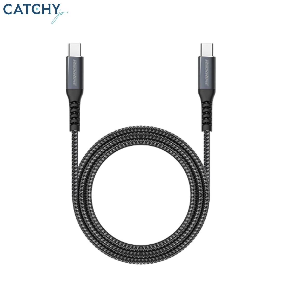 ROCKROSE Powerline كابل شحن ومزامنة Type-C إلى Type-C مضفّر بألياف كيفلار