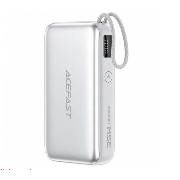 ACEFAST M32 Power Bank with Retractable USB-C Cable Silver (10000mAh)