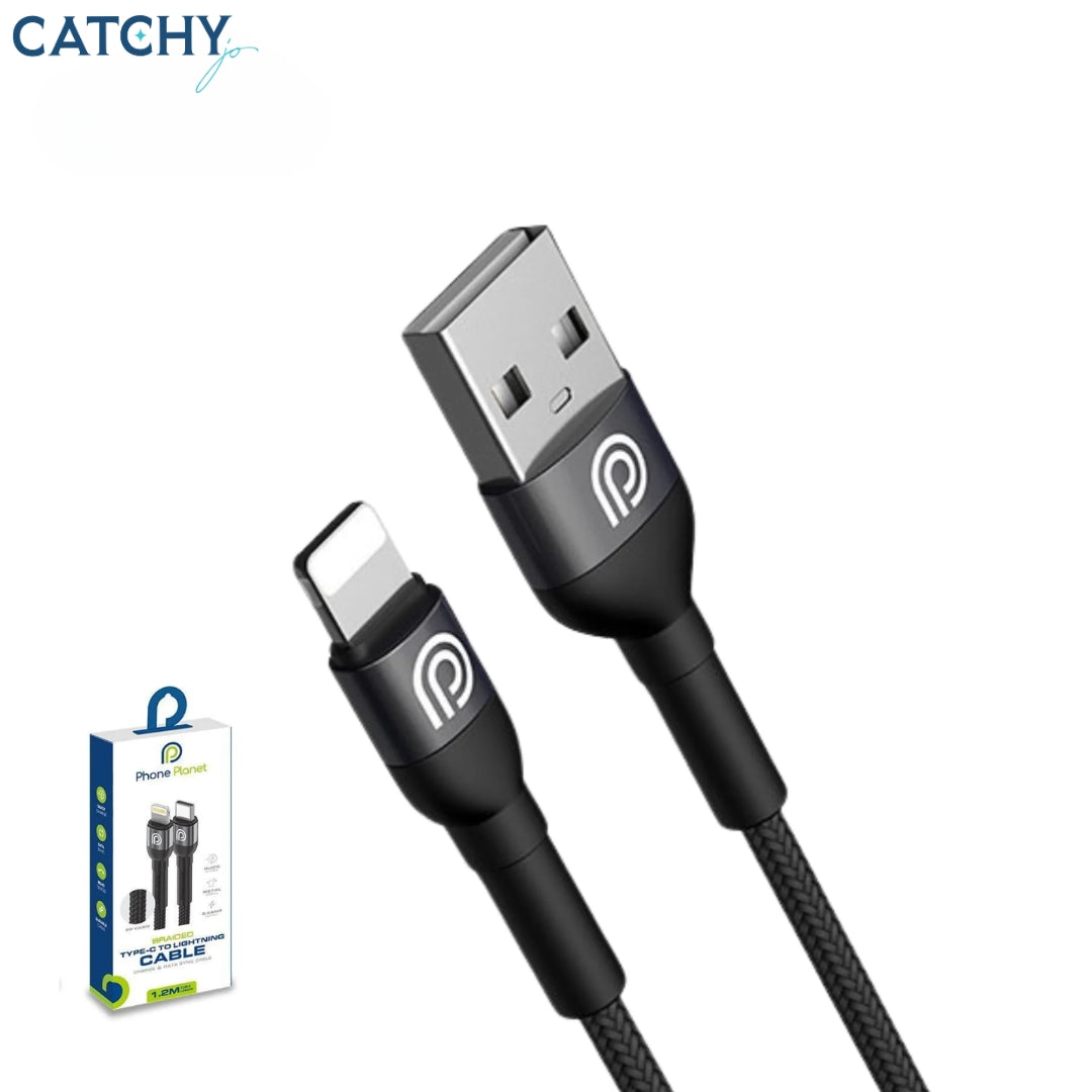 Phone Planet- PJ-AL-001- سلك USB-A إلى Lightning من سبيكة الألومنيوم (1.2M)