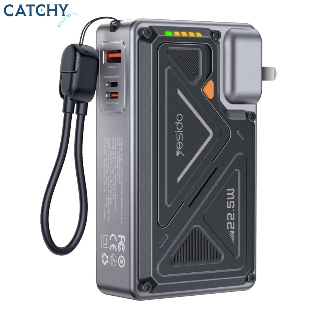 YESIDO MH103  5-IN-1 MagSafe Power Bank With Wall Plug