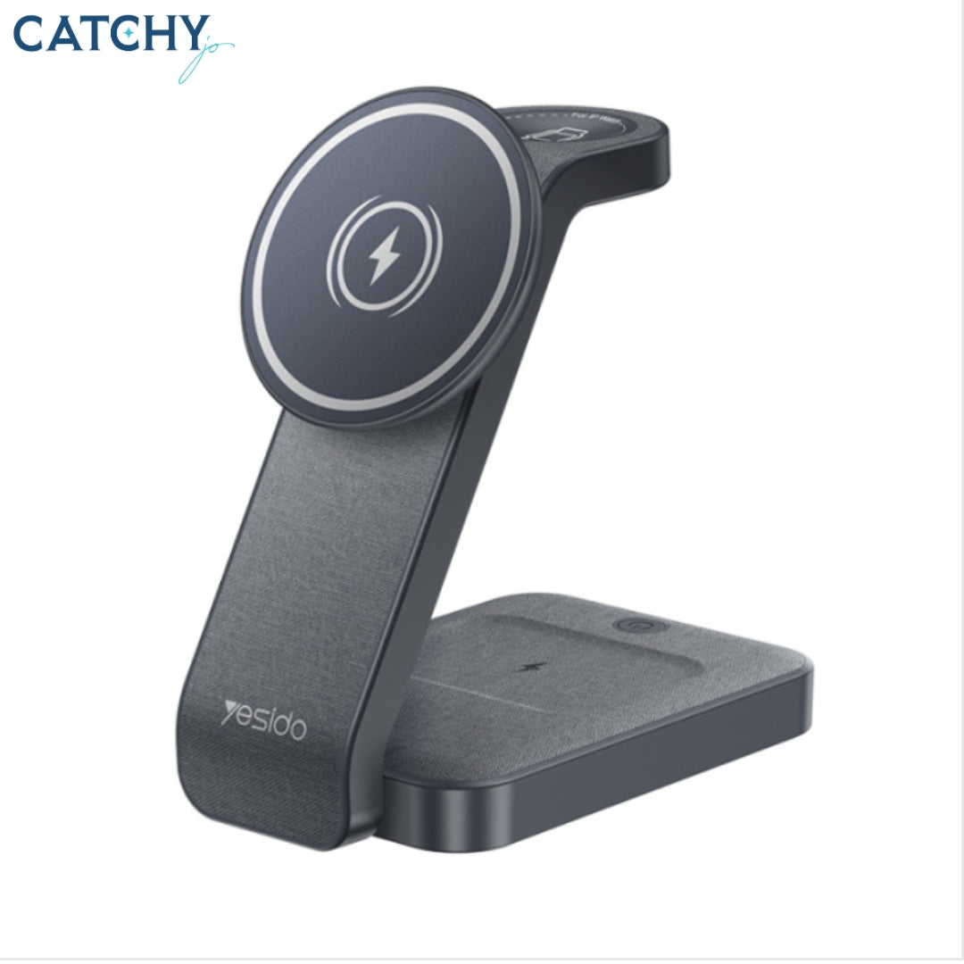 YESIDO DS26  Wireless Fast Charging 3 in 1 Desktop Stand Wireless Charger (15W)
