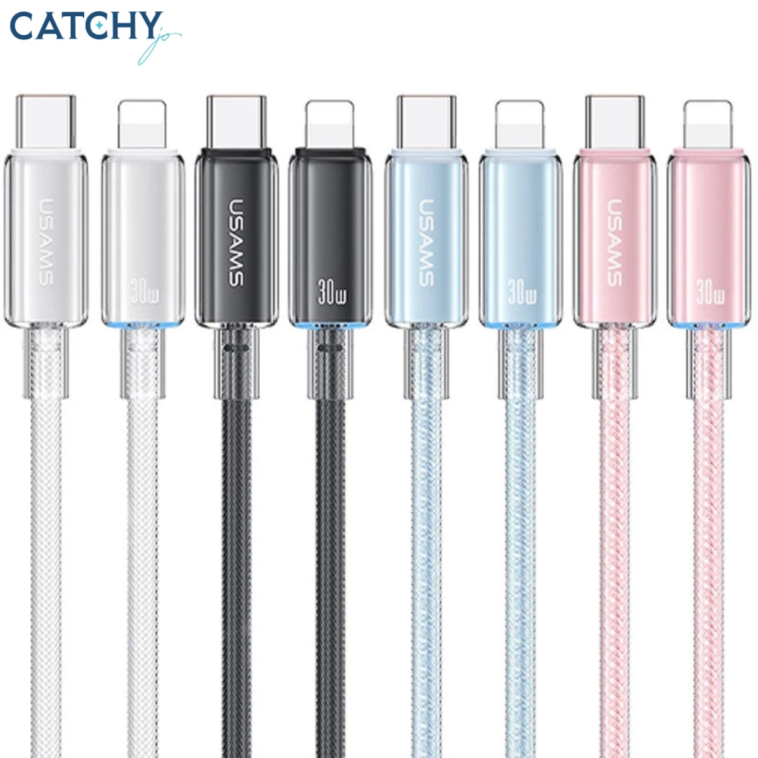 USAMS SJ659 Type-C To Lightning Fast Charging Transparent Data Cable (1.2M)