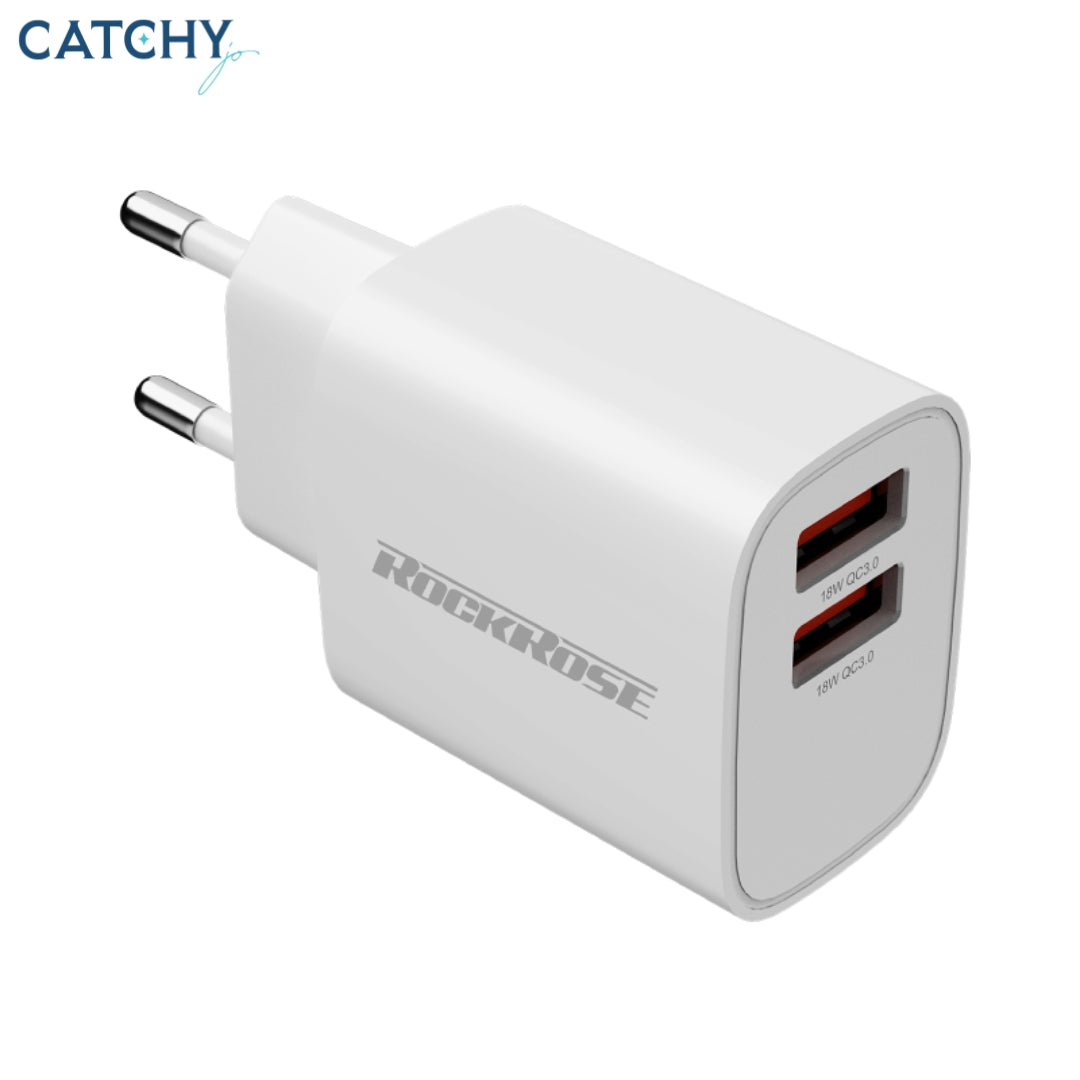 ROCKROSE Casa Pro شاحن بمنفذين مع كابل Lightning (18W)