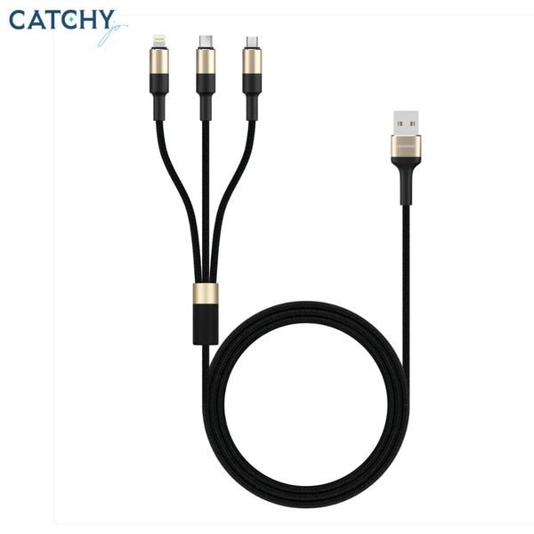 ROCKROSE Acacia Max 3-In-1 Nylon Braided Charge Cable (1M)