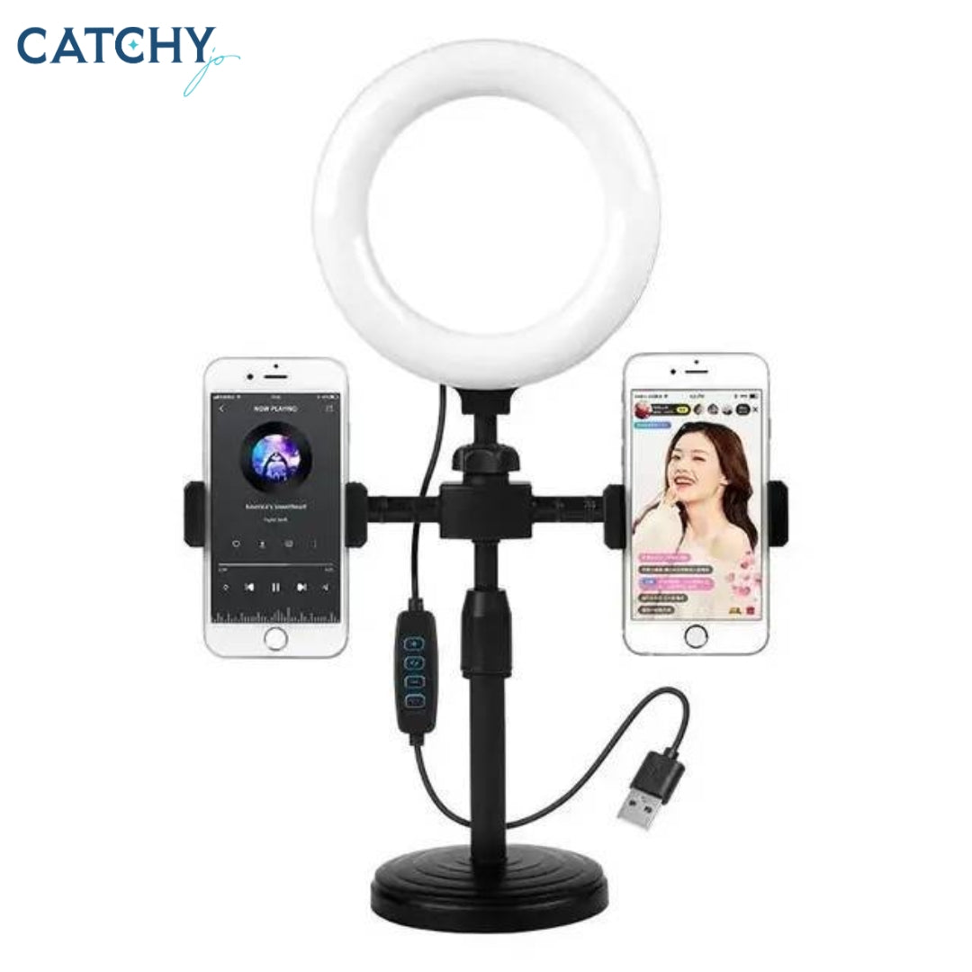 LED Ring Fill Light Lamp With Dual Phone Holders
