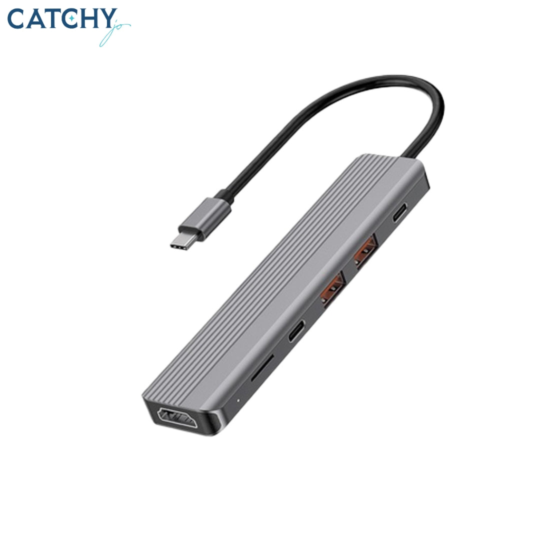 Powerology 6-in-1 Slim 4K HDMI USB-C Hub
