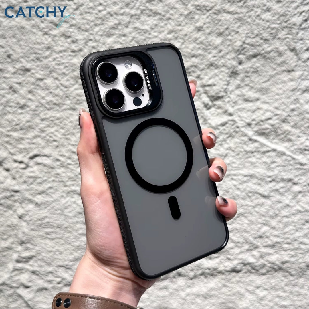 Creative Lens Bracket Magnetic Suction iPhone Case | iPhone 13 Pro | iPhone 14 Pro | iPhone 14 Pro Max | iPhone 15 | iPhone 15 Pro | iPhone 15 Pro Max | iPhone 16 | iPhone 16 Pro | iPhone 16 Pro Max | iPhone 17 | iPhone 17 Pro | iPhone 17 Pro Max | Black 