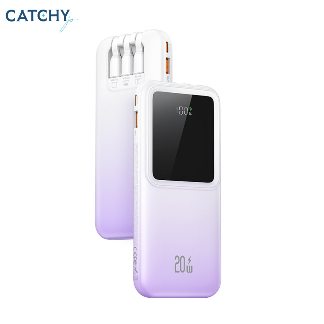 USAMS US-CD193 بنك طاقة رقمي بشاشة عرض ومنفذين مع كابلات 10000mAh