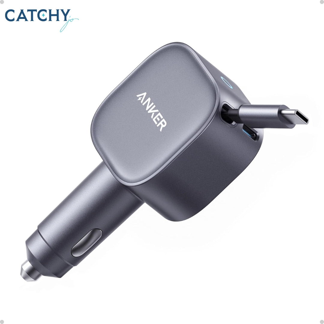 شاحن سيارة Anker USB-C مزود بكابل مدمج قابل للسحب (75W)