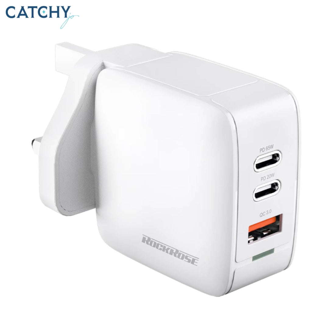 ROCKROSE Casa III G65 شاحن سفر ثلاثي المنافذ (65W)