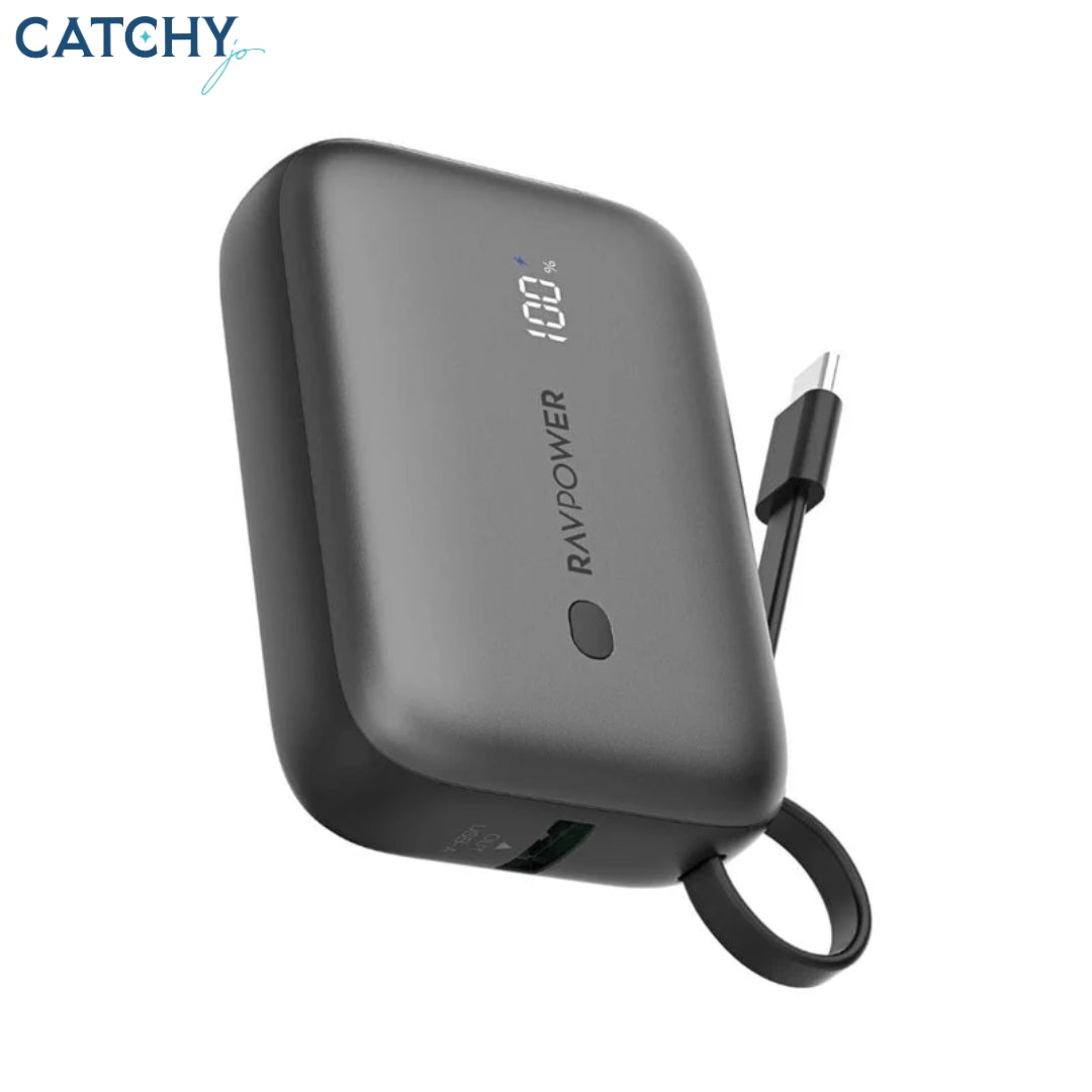 شاحن محمول RAVPOWER مع كابل USB-C مدمج (10000mAh)