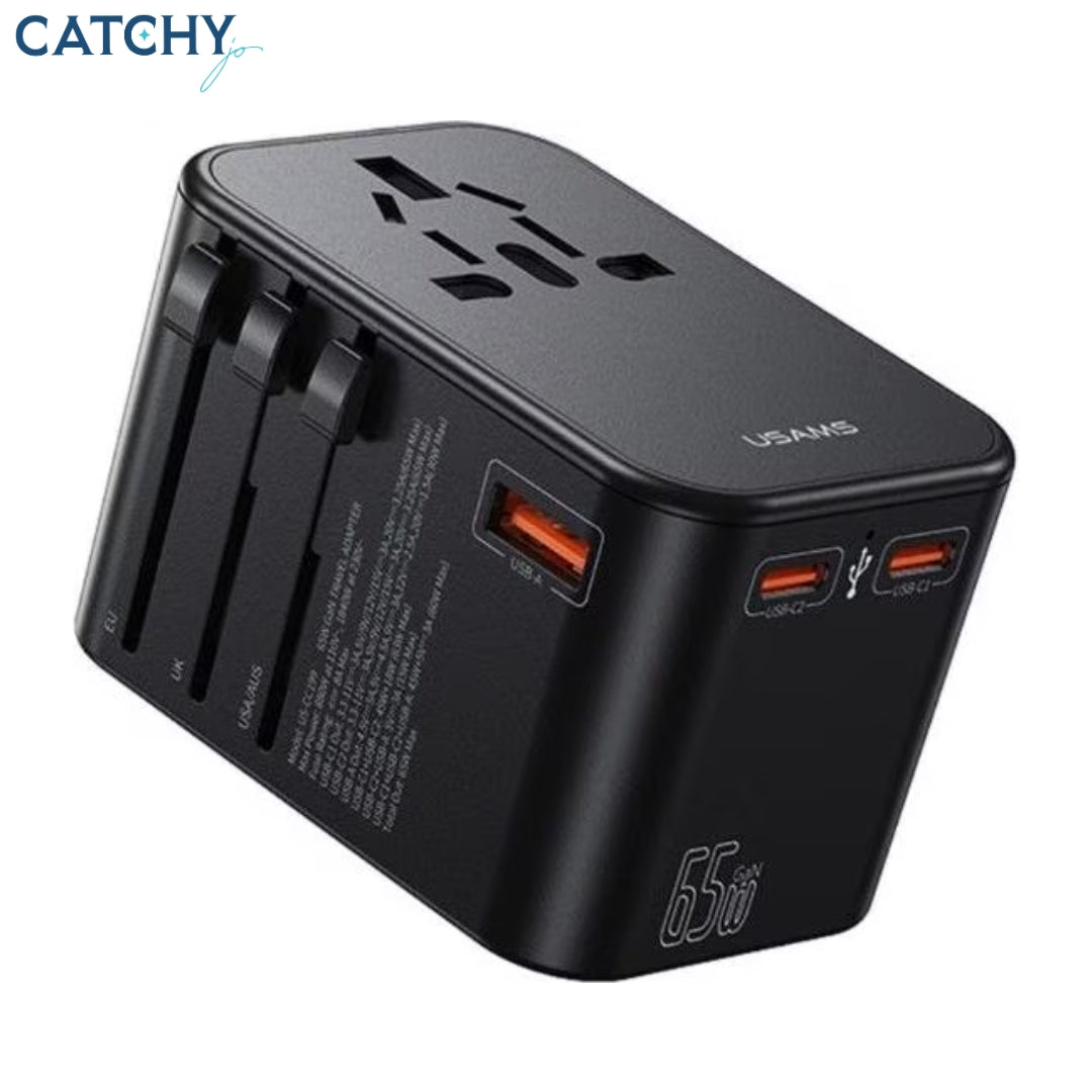 USAMS CC199 Dual Type C+USB Universal Travel Charger (65W)