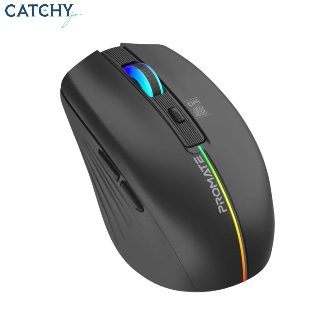 PROMATE Kitt ماوس لاسلكي مريح مع إضاءة LED بألوان قوس قزح