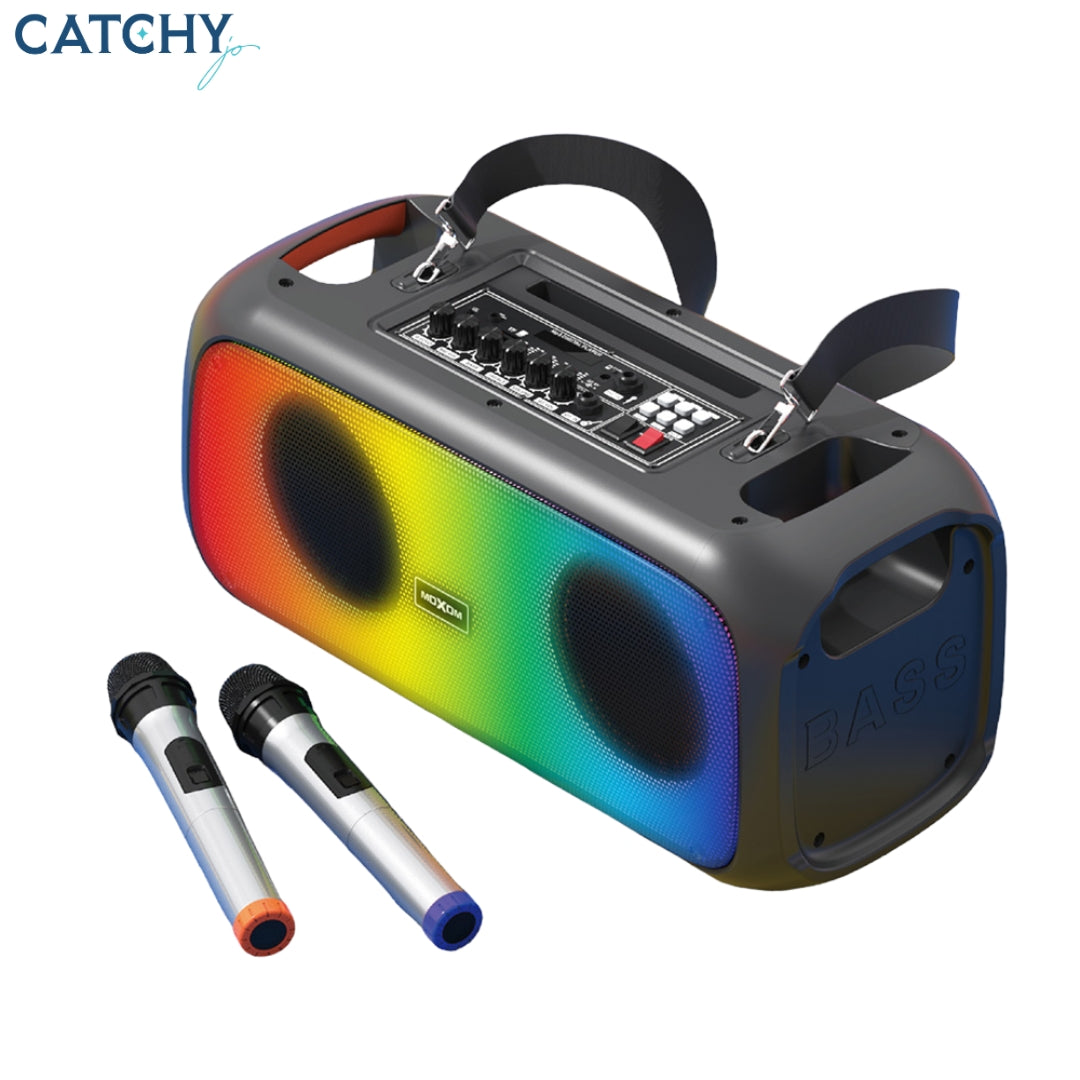 Moxom MX-SK52 RGB LED Super Power Wireless Speaker With 2 Wireless Microphone