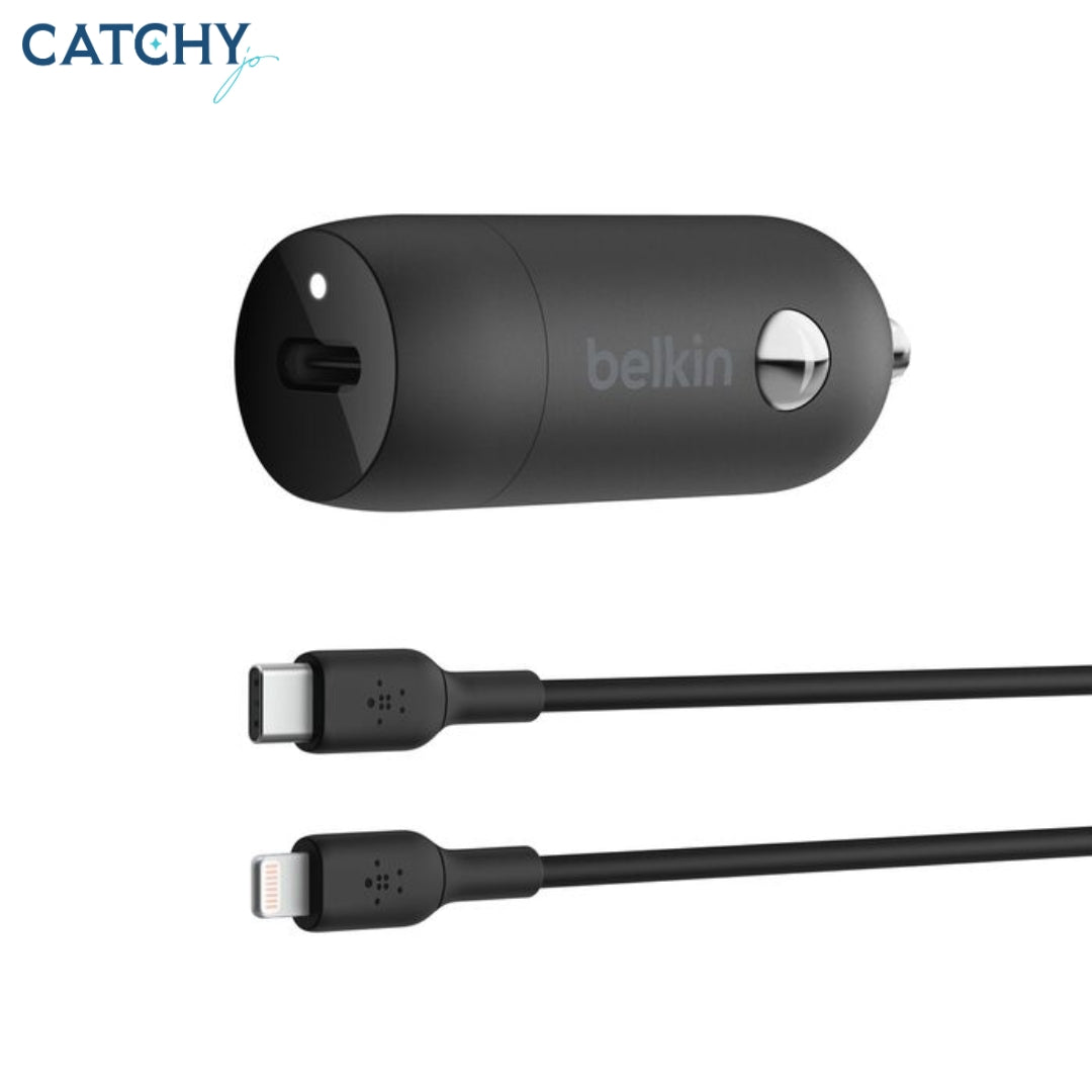 BELKIN BoostCharge USB-C Car Charger + USB-C to Lightning Cable (30W)