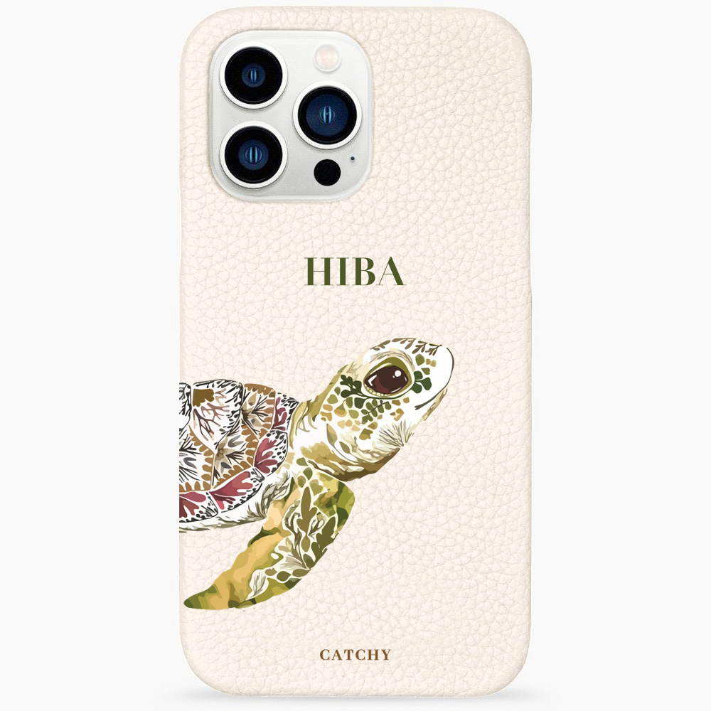 iPhone Leather Green Turtle Case (Design)