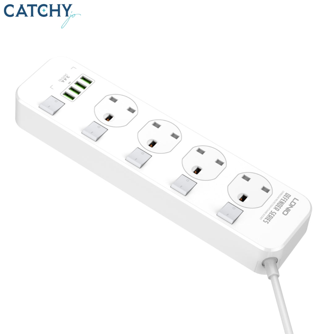 LDNIO SK4466 4 USB Port Surge Protector Power Strip (UK)