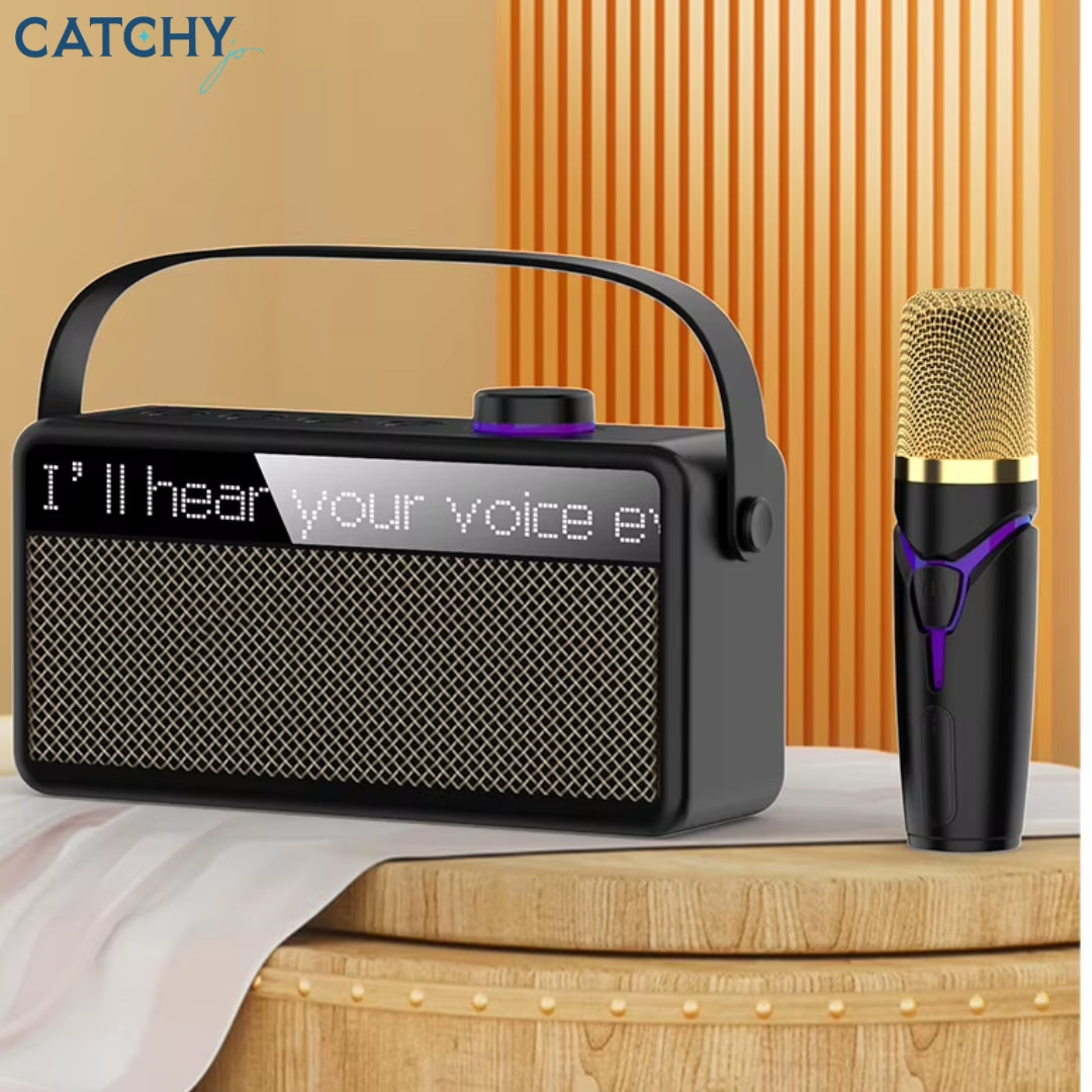 Portable Bluetooth Speaker With Lyrics Display & Microphone Karaoke