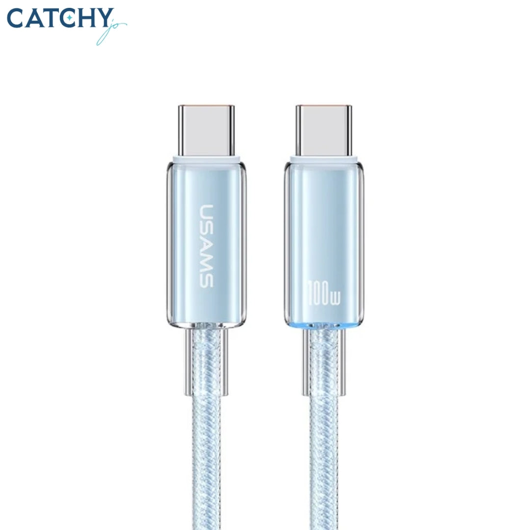 USAMS SJ660 Type-C To Type-C Fast Charging Transparent Data Cable (100W)