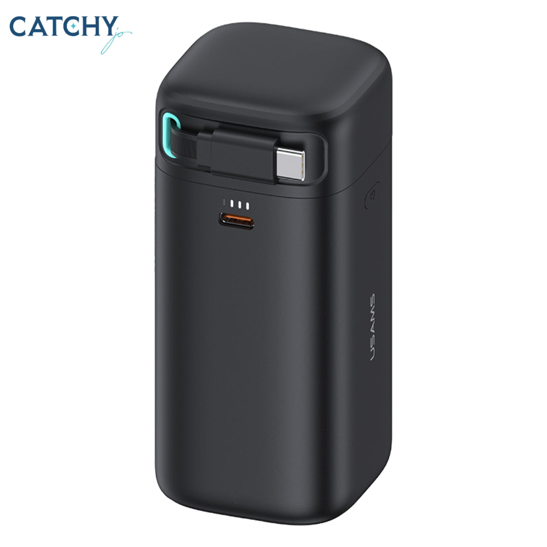 USAMS US-CD216 بنك طاقة بخرجين مع كابل Type-C مغناطيسي قابل للسحب (18000mAh)
