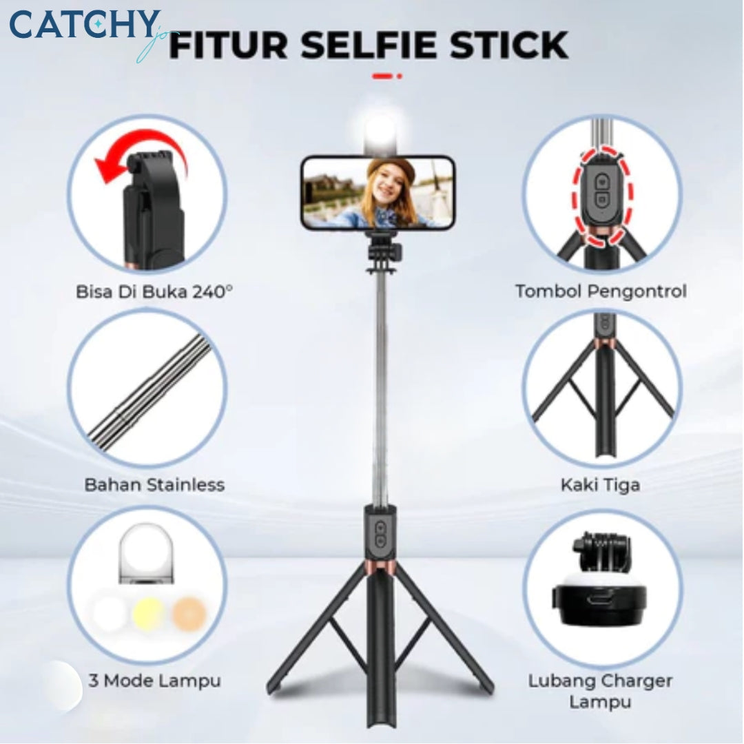 Tongsis 4 in 1 Tripod Bluetooth Selfie Stick
