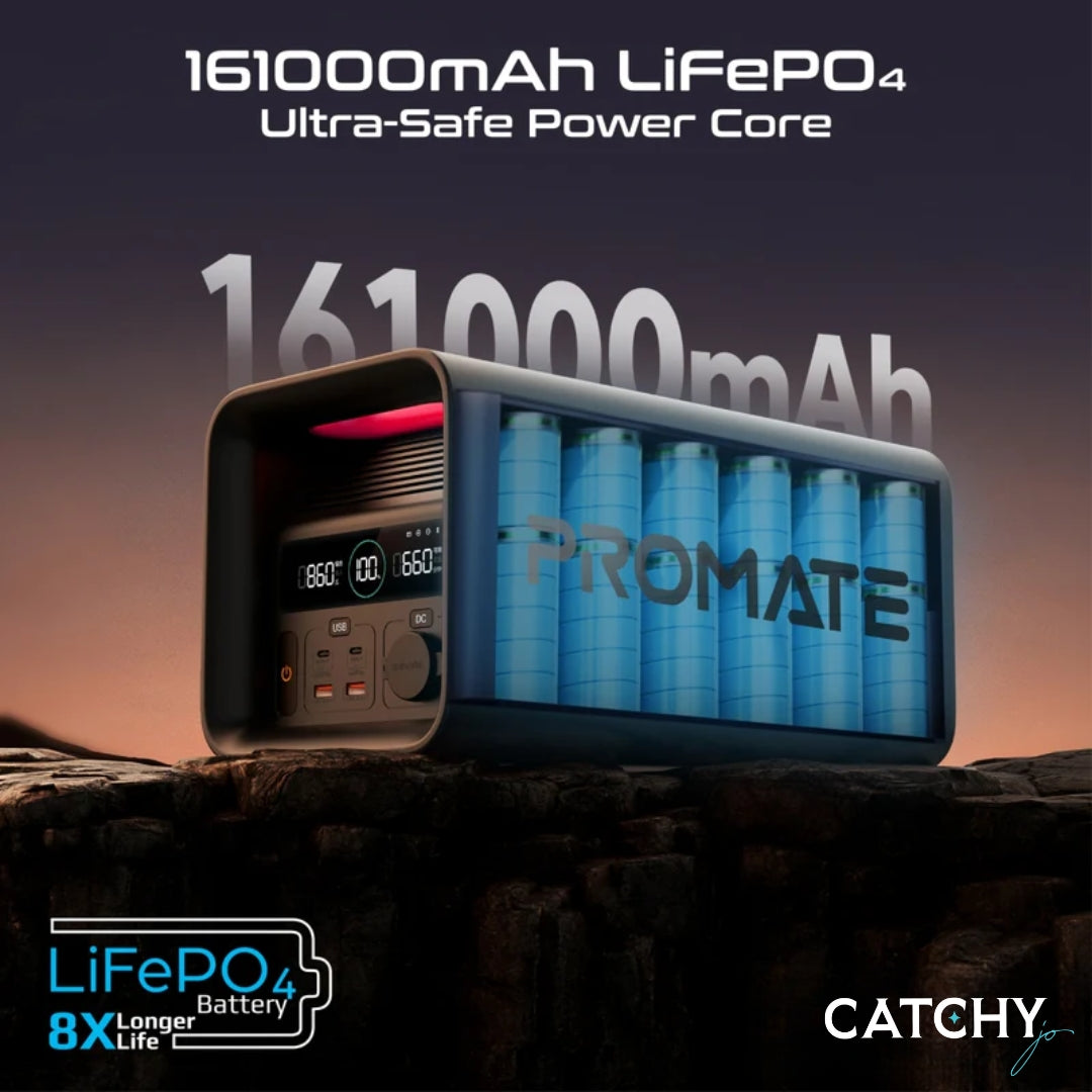 PROMATE PowerTank 600W High-Capacity Portable Power Station (161000mAh)