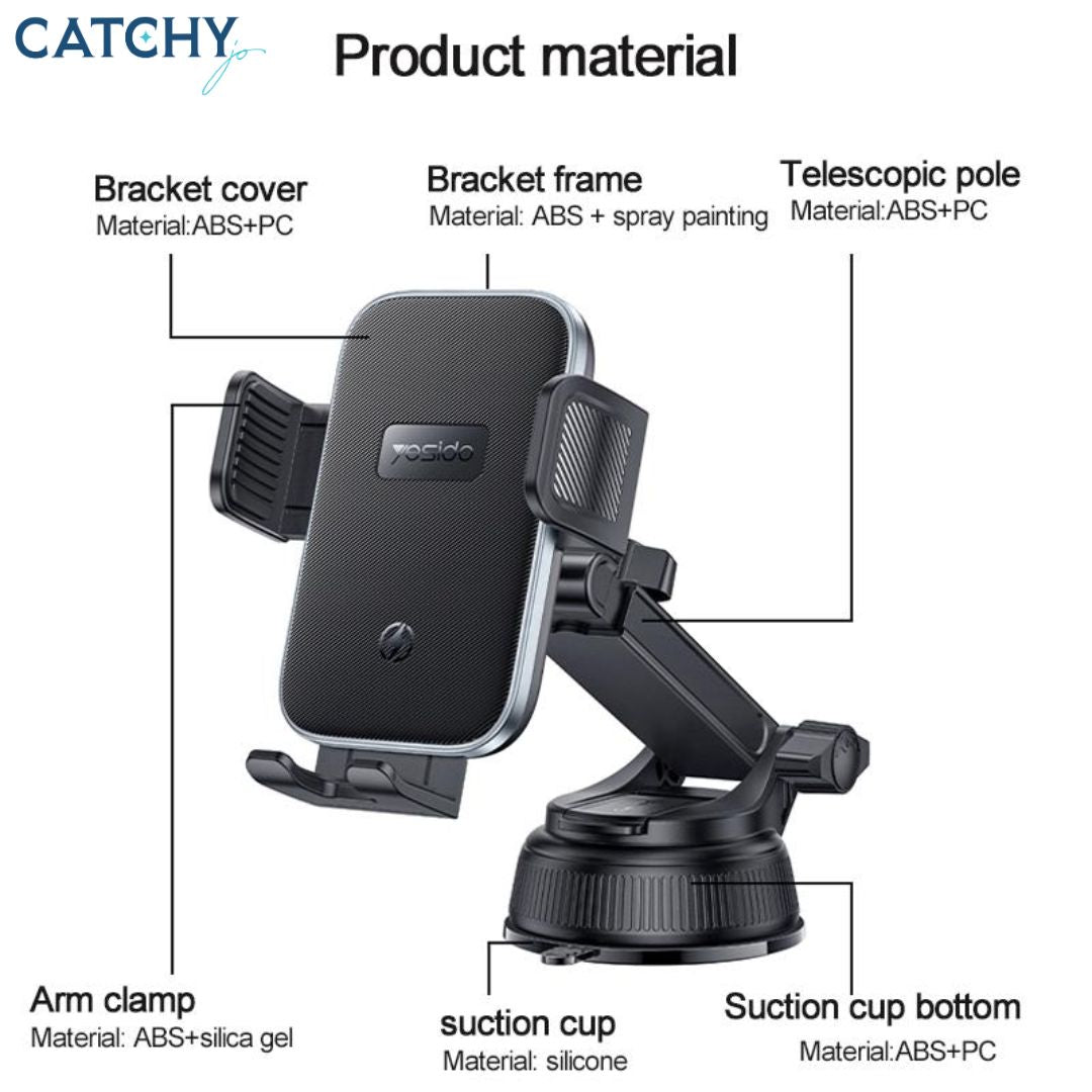 YESIDO C320 Wireless Fast Charging Car Phone Holder (15W)
