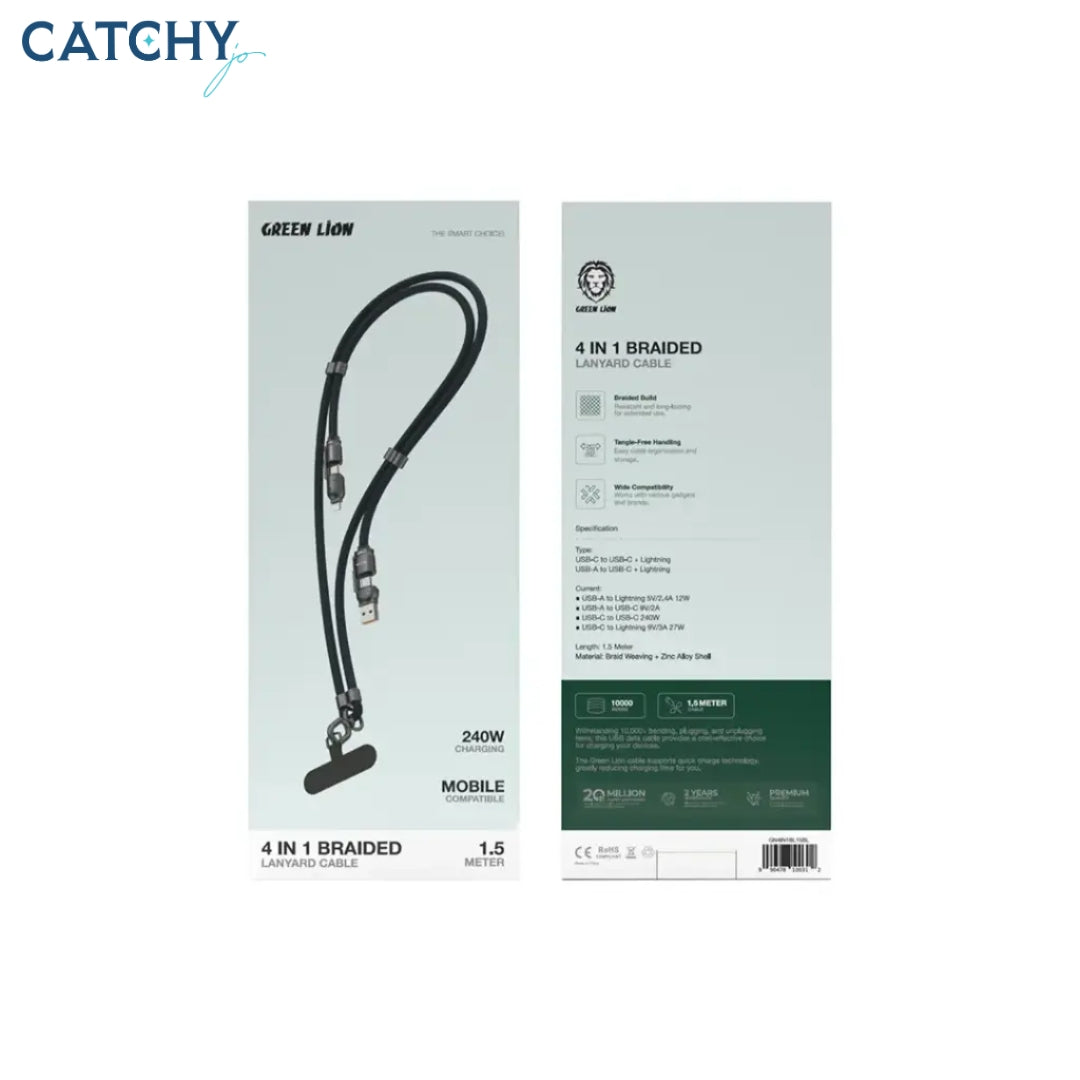 Green Lion 4 in 1 Braided Lanyard Cable (1.5M)