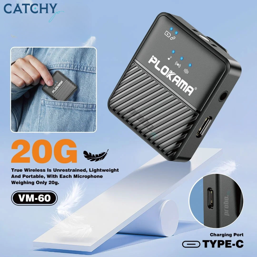 Plokama VM-60 Wireless Dual Lavalier Microphone For Android & iPhone
