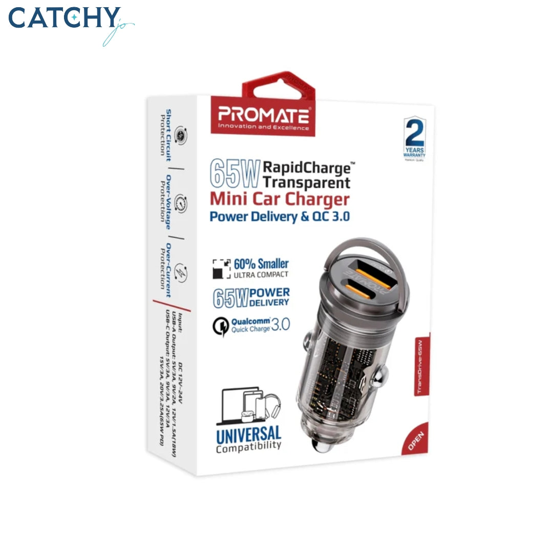 PROMATE TransDrive-65W Transparent Mini Car Charger
