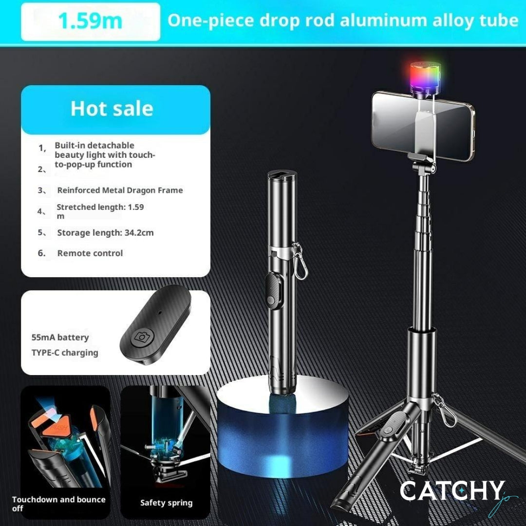 P24-D Anti Shake Extendable Selfie Stick With Fill Light