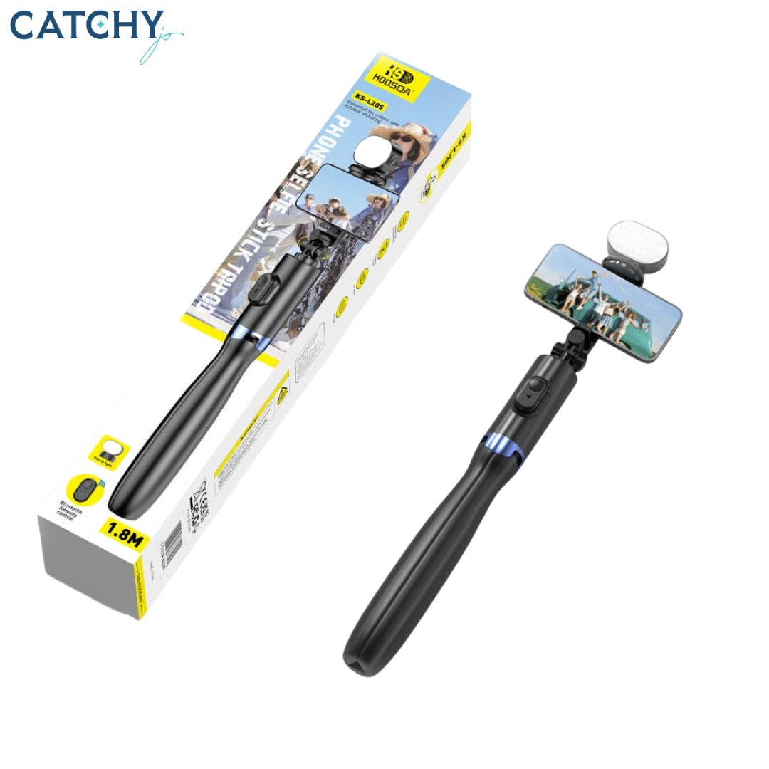 KOOSDA KS-L20S Phone Selfie Stick Tripod With Remote & Light (1.8M)